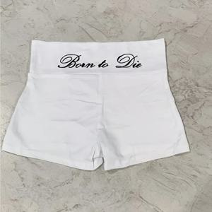 Y2K 한국 스타일 장식이 돋보이는 여성용 레터 프린트 패턴 반바지로 데일리로 활용하기 좋은 슬림핏 레깅스