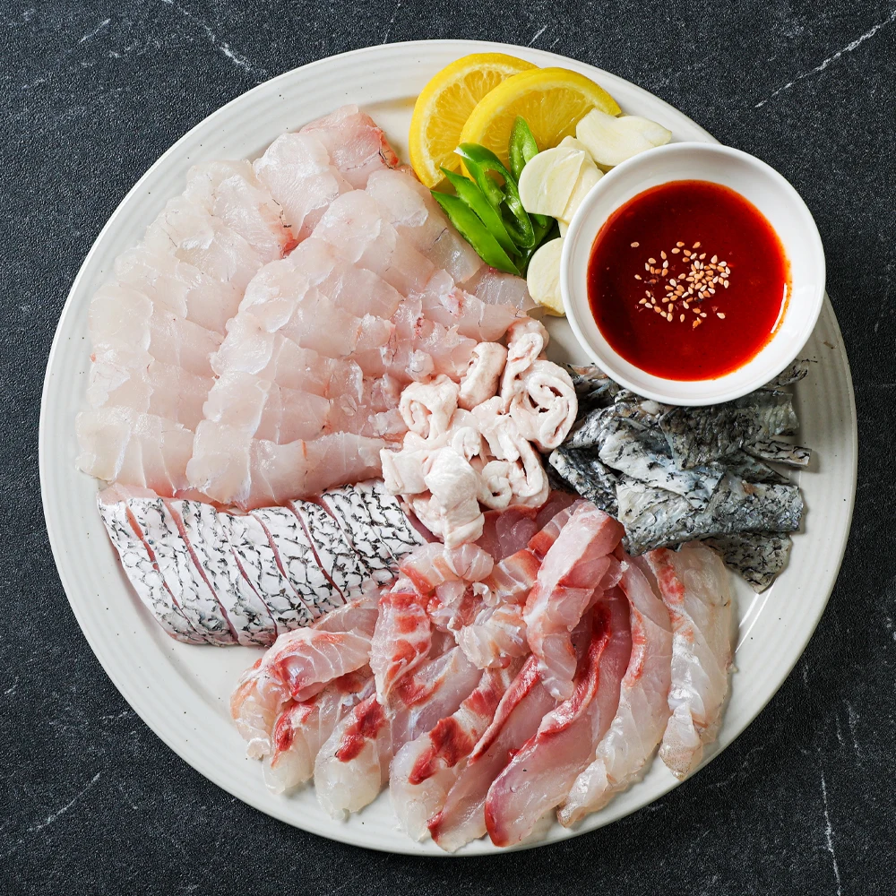 자연산 신안 목포 민어 손질회 필렛 부레 껍질 400g, 민어전감 500g