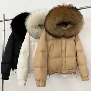 OFTBUY 화이트 덕 다운 재킷 여성용 리얼 퍼 코트 겨울 패딩 코트 후드 뉴 라쿤 퍼 가을 여성 파카 따뜻한 폭스 퍼