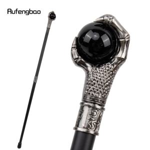 드래곤 클로 그립 다크 블랙 글라스 볼 실버 워킹 케인 패션 장식용 지팡이 코스프레 케인 노브 크로시어 93cm