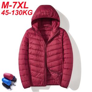 후드 남성용 다운 재킷 겨울 캐주얼 모자 포함 화이트 덕 다운 패딩 경량 패딩 코트 남성용 대형 사이즈 5XL 6XL 7XL 135kg