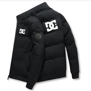 2025년 가을/겨울 신상 남성용 짧은 지퍼 따뜻한 솜 패딩 재킷, 야외 방풍 레터 프린트 두꺼운 남성 캐주얼 재킷