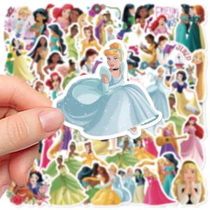 50개 공주 애니메이션 스티커 방수 장식 데칼 (수하물, 휴대폰, 노트북, 기타, 헬멧, 물병용) 그래피티 스티커
