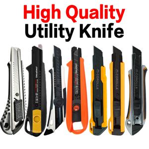 고탄소강 블레이드 유틸리티 나이프 내구성 있는 산업용 교체 가능한 종이 커터 사무실 미술 학생용품 스테인리스 스틸