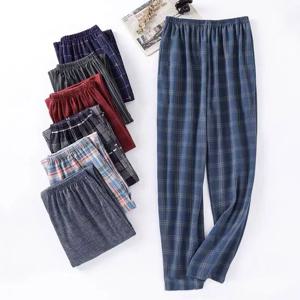 남성용 세련된 여름 잠옷 바지, 얇은 홈 바지, 신축성 있는 허리가 있는 헐렁한 통기성 에어컨 바지