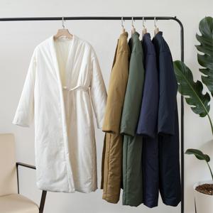 2025 여성 가을 겨울 기모노 롱 파카 두꺼운 따뜻한 패딩 롱 코트 추운 겨울용