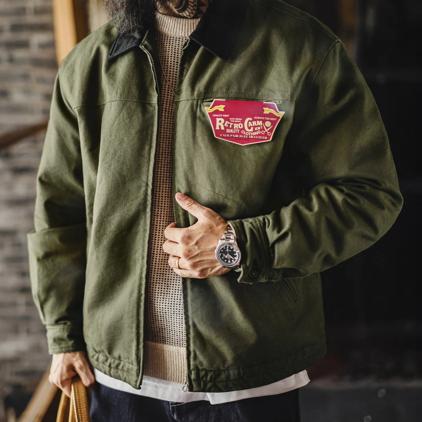 메이든 빈티지 남성용 J001 디트로이트 재킷 라펠 칼라 따뜻한 퀼팅 작업 재킷 헤비웨이트 코튼 사파리 코트 가을 겨울용