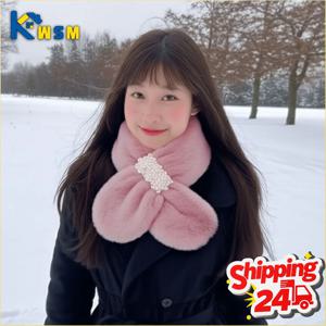 여성 겨울 인조 토끼털 스카프 따뜻하고 부드러운 목도리 한국 스타일 칼라 아늑한 목도리 가을 겨울 패션 액세서리