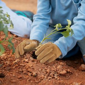 맞춤형 로고 어린이용 정품 가죽 작업 장갑 미끄럼 방지 및 터치스크린 기능이 있는 DIY 정원 도구 장갑