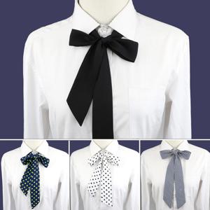 세련된 DIY 쉬폰 리본 Bowtie For Ladies Girl School Wedding 솔리드 컬러 도트 유연한 블랙 레드 핑크 Bowknot 셔츠 액세서리