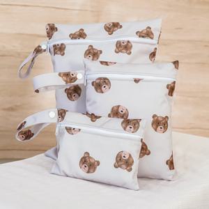 아기 기저귀 가방 재사용 가능 기저귀 정리함, 방수 귀여운 인쇄 습식/건식 가방, 미라 보관 여행 가방, 3 개/세트