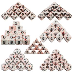 Dormia 주사위 DND 액세서리 테이블 보드 역할 놀이 게임을위한 특수 혈액 효과가있는 불투명 흰색 아크릴 다면체 주사위 세트