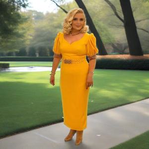 신부의 어머니 드레스 미디 반팔 비즈 벨트, V넥 골드 웨딩 하객 가운, 짧은 칼럼 파티 드레스, 여성용