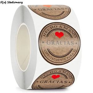 500 개/몫 여러 스타일 Kraft Gracias 스페인어 감사합니다 라벨 스티커 수제 스크랩북 편지지 스티커