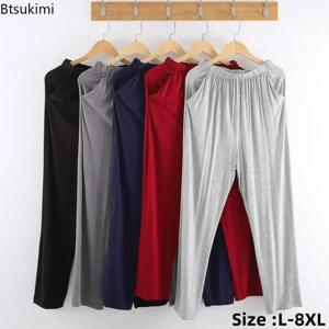 2025 봄 여름 남성 얇은 부드러운 모달 코튼 라운지 바지 남성 잠옷 바지 느슨한 통기성 탄성 홈 남성 수면 바지