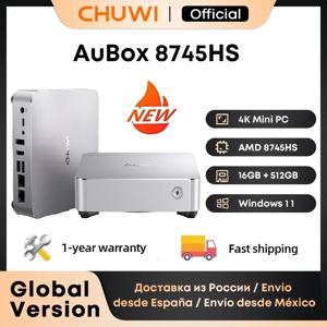 CHUWI AuBox 미니 PC AMD Ryzen 7 8745HS 16GB DDR5 512GB SSD 윈도우 11 Pro 4K 디스플레이 AI-Link WiFi 6 BT 5.1 확장 M.2 1T*2
