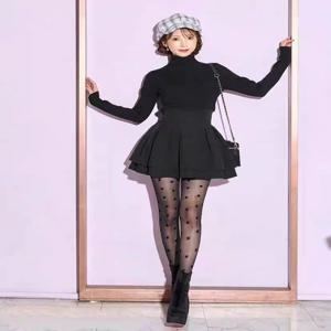 마카롱 하프 스커트 대량 생산 스위트 스타일 하이 웨이스트 A라인 미디 스커트 젊은 여성용 일상복 폴리에스터 섬유