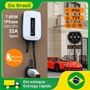Feyree EVSE Wallbox EV 충전기 Type2 32A 7KW 1 단계 IEC62196-2 플러그 전기 자동차 충전소 차량용 충전기 5m 케이블