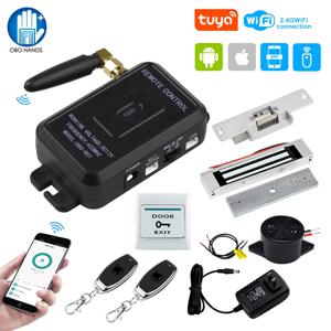 WiFi Tuya APP 도어 액세스 제어 시스템 키트 무선 원격 잠금 해제 게이트 도어 오프너, 홈 180KG 전기 자기 스트라이크 잠금 장치