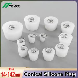 D 모양 강철 손잡이를 가진 원뿔 모양 실리콘 고무 마개 고열 명확한 밀봉 마개 테이퍼 고무 전기도금을 하는 페인트