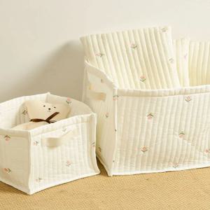 귀여운 자수 마무리 바구니 젖병 기저귀 인형 보관 바구니 재고 있음