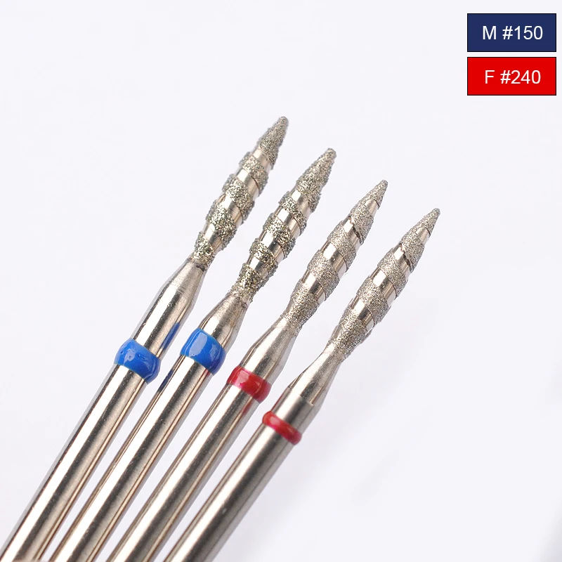 2Pc 토네이도 불꽃 다이아몬드 네일 드릴 비트 매니큐어 커터 로터리 버 드릴 액세서리 나선형 네일 밀스 도구