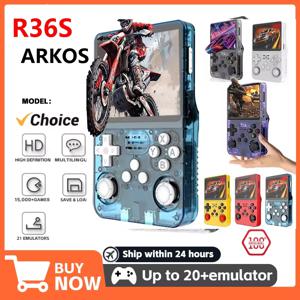 R36S 레트로 휴대용 비디오 게임 콘솔 리눅스 시스템 3.5인치 IPS 다양한 색상 사용 가능 화면 휴대용 플레이어 64GB 게임