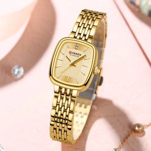 CURREN 여성용 직사각형 시계, 석영 방수 스테인레스 스틸 스트랩 손목시계, 패션 신제품