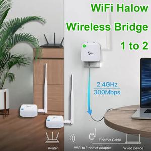 Wi-Fi Halow 무선 브리지 포인트-투-포인트 2600 피트 야외 장거리 변속기, 20DBi 고이득 안테나 익스텐션 1 to2 세트