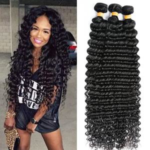 인디언 딥 웨이브 인모 번들, 가공되지 않은 생 버진 직조 곱슬 웨이브 인모 익스텐션, 내추럴 컬러, 30 인치 도매