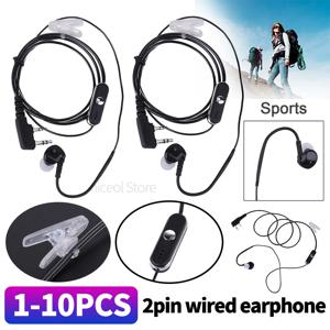 BAOFENG Retevis 라디오용 2 핀 스포츠 이어피스, 소음 제거 이어폰, PTT 마이크 액세서리, 블랙