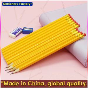 지우개 상단이있는 50/100/150pcs 연필, 2 HB 연필 그리기 및 스케치, 사무실 용 노란색 나무 케이스 연필, 학교 용품