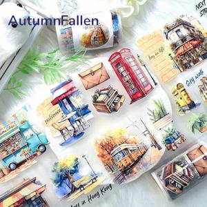 무광택 PET Washi 테이프 도시 새끼 고양이 투명 롤 스티커 장식 접착 테이프 Scrapbooking 저널 미적 편지지