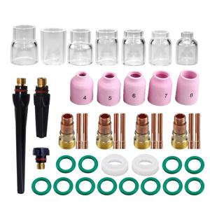 41 개/몫 TIG 용접 토치 노즐 링 커버 가스 렌즈 유리 컵 키트 WP17/18/26 용접 액세서리 도구 키트 세트