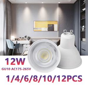 1/4/6/8/10/12PCS LED 스포트라이트 전구 GU10 AC220V 12W 38도 LED 전구 실내 LED 에너지 절약 Led 장식 거실