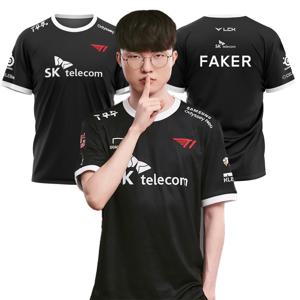 2023 리그 오브 레전드 월드 파이널 SKT T1 T 셔츠 LOL 게임 Esports 팀 유니폼 티셔츠 MSI Faker Zeus 팬 지원 소년 저지