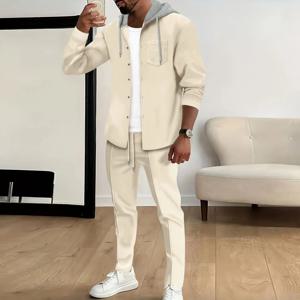 봄과 가을 새로운 와플 남성 캐주얼 슬림핏 후드 긴팔 카디건 매칭 컬러 패션 고품질 운동복 pa