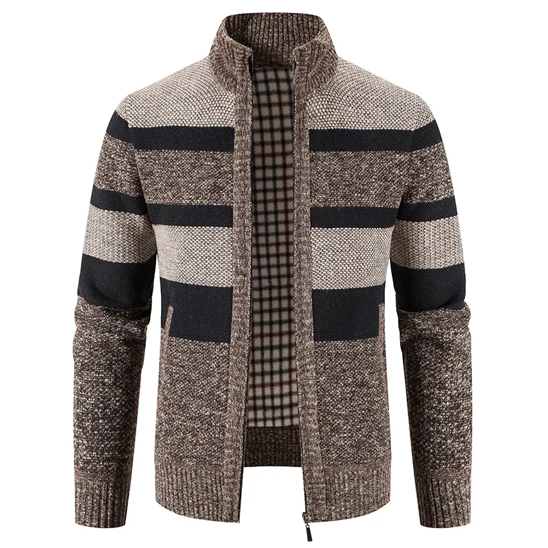 가을 겨울 스웨터 남성용 따뜻한 캐시미어 면 혼방 풀오버 가디건 남성 패션 캐주얼 스탠드 칼라 통기성 남성 재킷