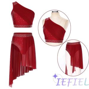 여자 서정적 현대 찬양 댄스 공연 의상, 피겨 스케이팅 리듬 체조 운동 활동복 세트, 2 개/세트