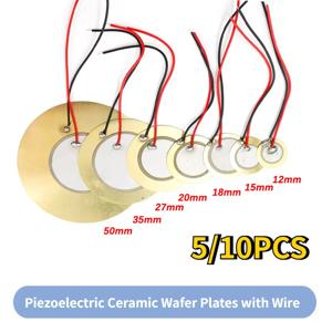 압전 피에조 세라믹 웨이퍼 플레이트 요소 사운더, 와이어 포함, 부저 라우드 스피커용, 12mm, 15mm, 18mm, 20mm, 27mm, 35/50mm, 5-10 개