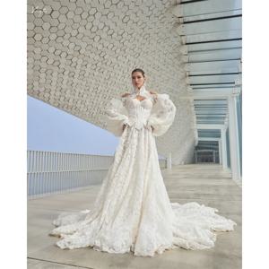 교토 맞춤형 레이스 자수 투피스 A 라인 웨딩 원피스, 분리형 긴 소매 베스티도, 고급스러운 격식 있는 2025