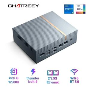 Chatreey IT12 미니 PC 인텔 코어 i7 1360P i9 13900H 게임용 데스크탑 컴퓨터, 2x2.5G 이더넷 PCIe 4.0 와이파이 6 썬더볼트 4
