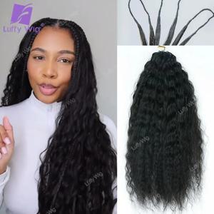 젖은 웨이브 인모 크로셰 브레이드 연장, 사전 분리 버마어 레미 헤어 번들, 브레이드용 매듭없는 루프 포함