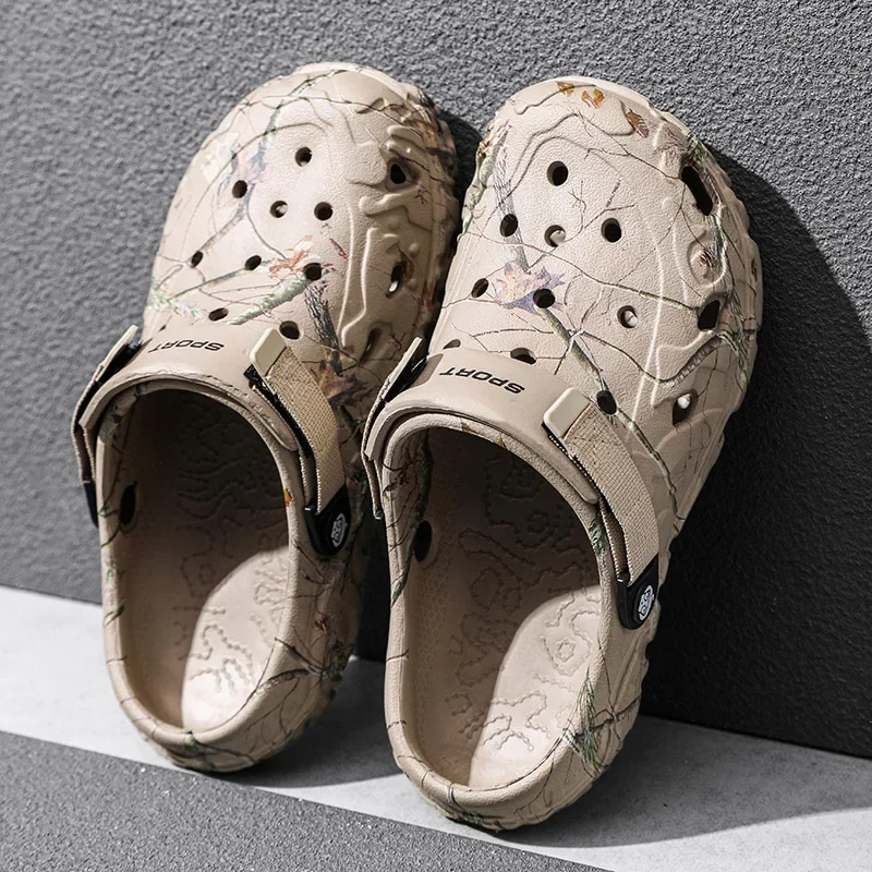 여름 남성 나막신 샌들 남자 홈 가든 신발 편안한 남성 슬리퍼 미끄럼 방지 부드러운 바닥 플립 플롭 샌들 빅 사이즈 46 47