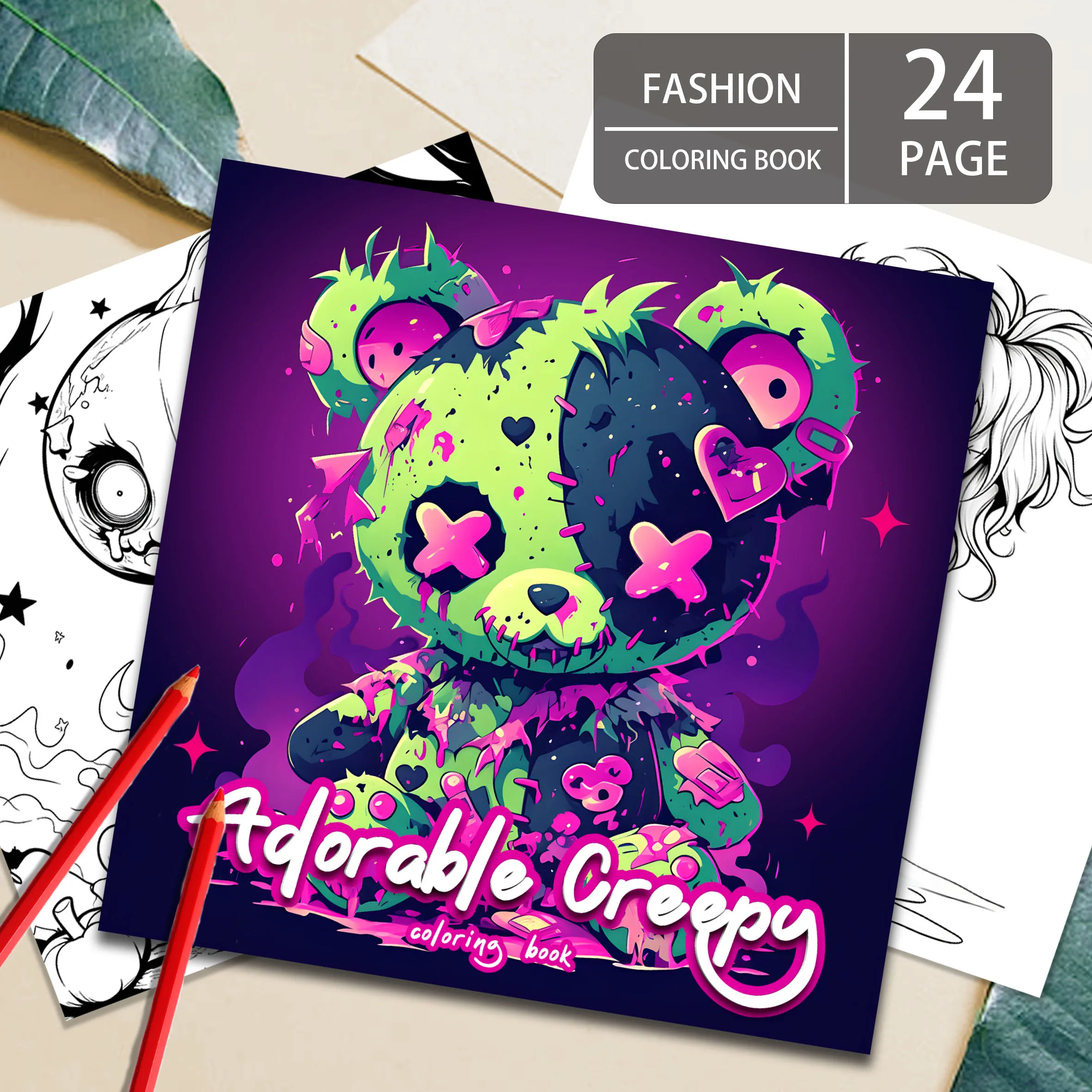 성인을 위한 귀엽고 기발한 곰 색칠하기 책 - 7.8인치, 24페이지의 복잡한 디자인 - 성인 그림책