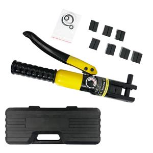 수동식 유압 와이어 압착 도구 배터리 케이블 러그 터미널 크림퍼(8쌍의 다이 포함), 4-70mm² 압착 도구