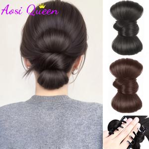 클로 클립이있는 합성 클램프 유형 Bowknot 헤어 번들 여성을위한 우아하고 자연적인 셔틀콕 헤드 포니 테일 헤어 익스텐션