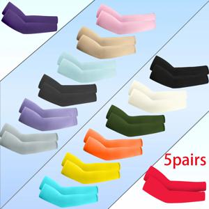 짧은 얼음 실크 팔 보호대 5쌍 |     남녀공용 통기성과 가벼운 아이스 슬리브 |     8% 스판덱스 퓨어 컬러 야외 스포츠 슬리브