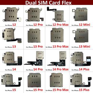 iPhone 11 12 13 14 15 Pro Max Plus 미니 듀얼 SIM 카드 슬롯 소켓 플렉스 케이블이있는 내부 어댑터 용 새 SIM 카드 리더기