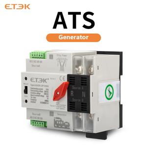 ETEC 이중 전원 자동 전환 스위치 220V 2P 4P Din 레일 ATS 발전기 전원 공급 장치 및 인버터 EK2R.